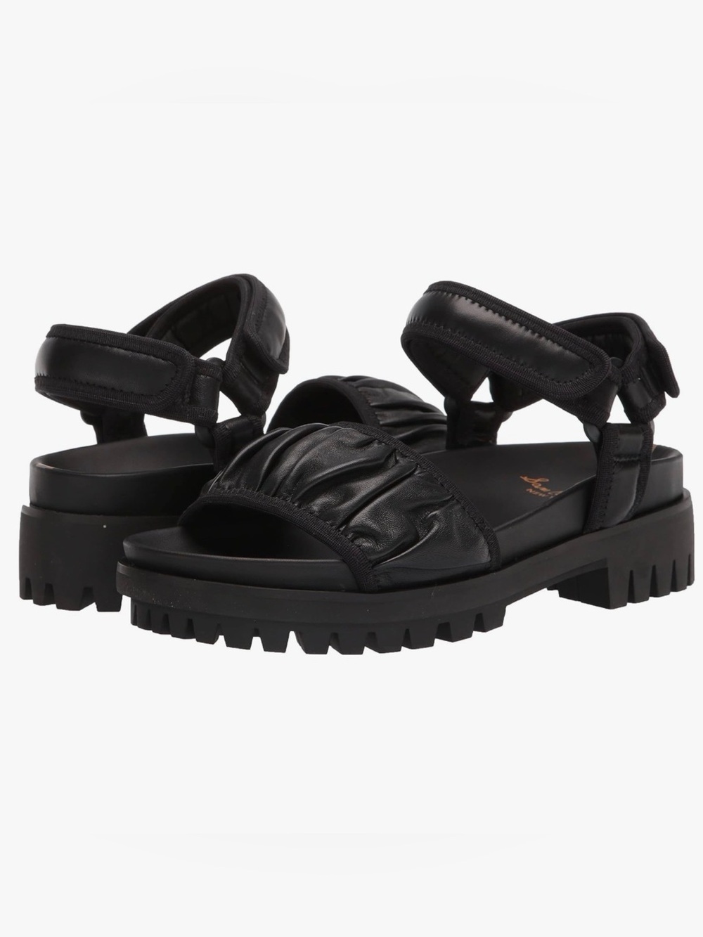Sam Edelman Black Ruched Strap Chunky Sandals - Women